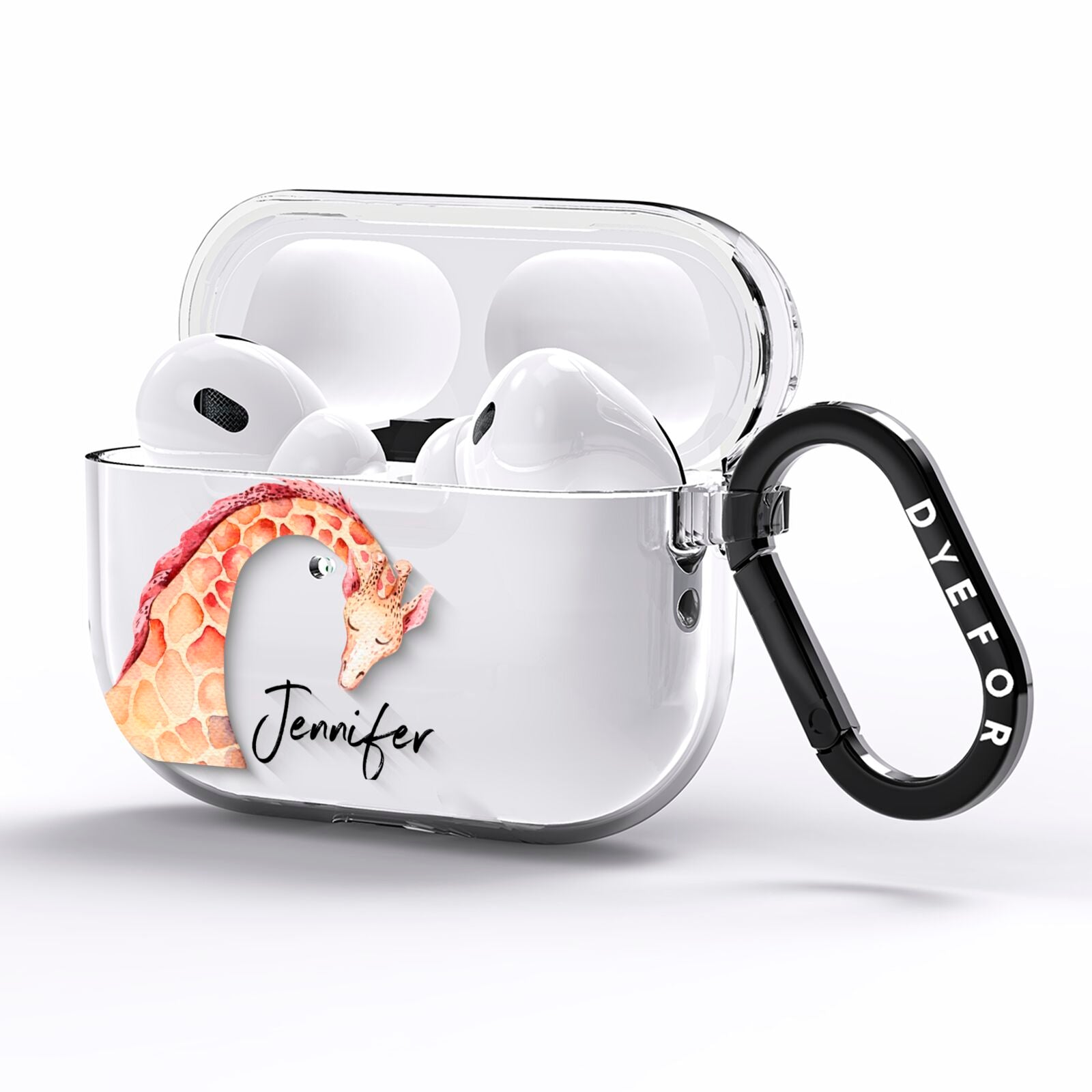 Personalised Giraffe AirPods Pro Clear Case Side Image