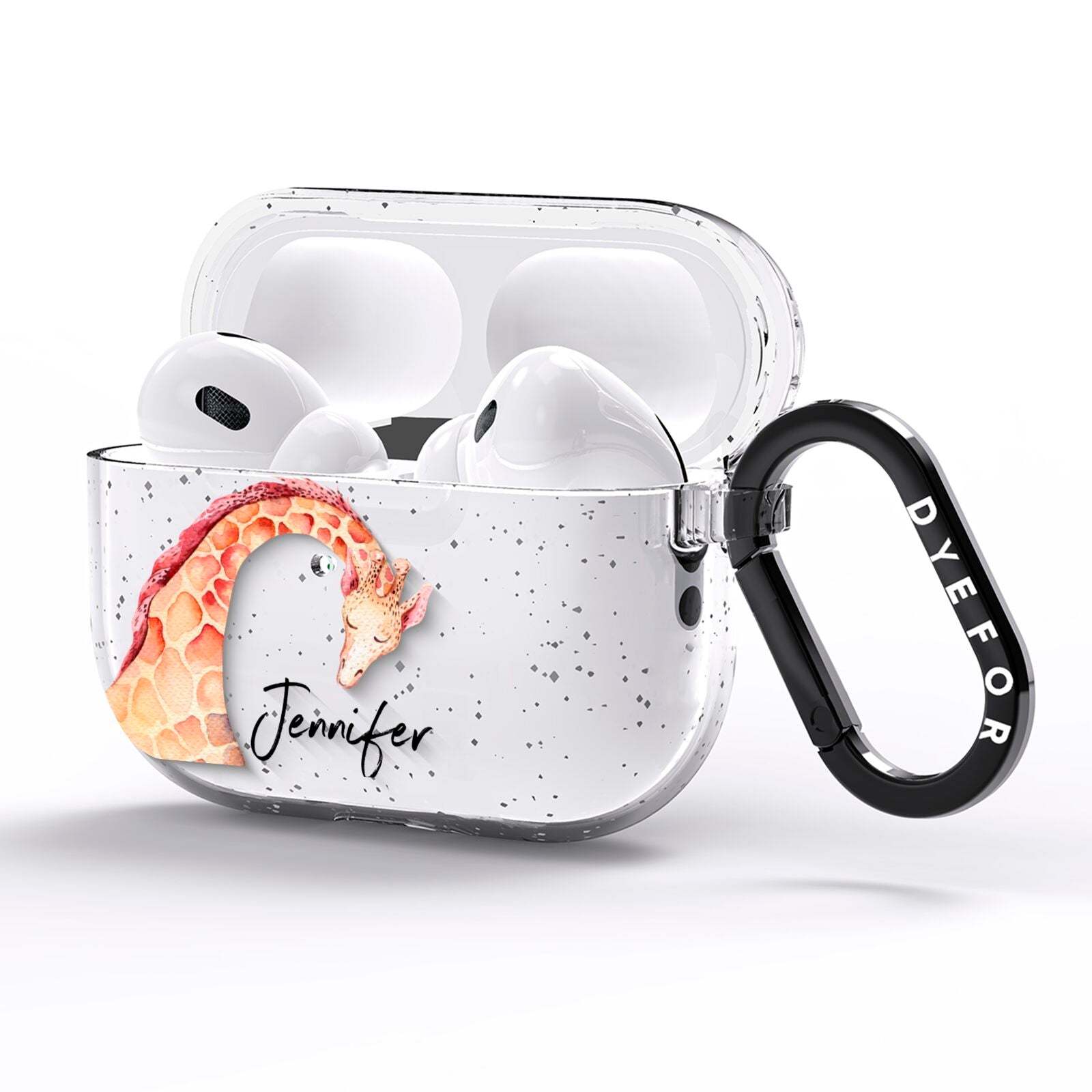Personalised Giraffe AirPods Pro Glitter Case Side Image