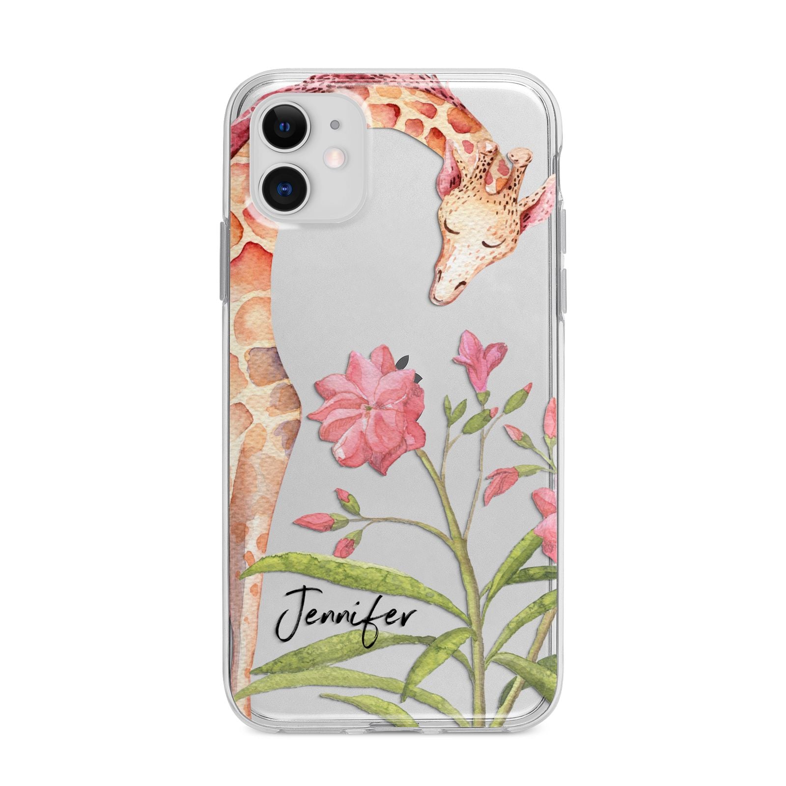 Personalised Giraffe Apple iPhone 11 in White with Bumper Case