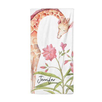 Personalised Giraffe Beach Towel