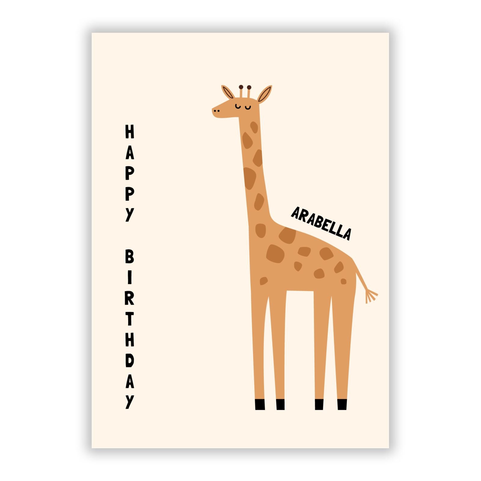 Personalised Giraffe Birthday A5 Flat Greetings Card