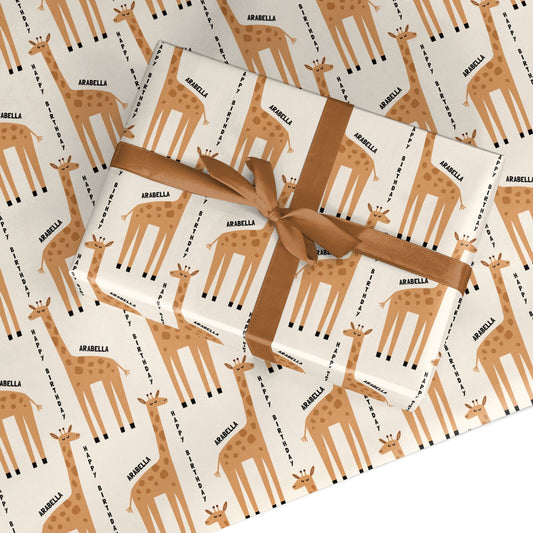 Personalised Giraffe Birthday Custom Wrapping Paper