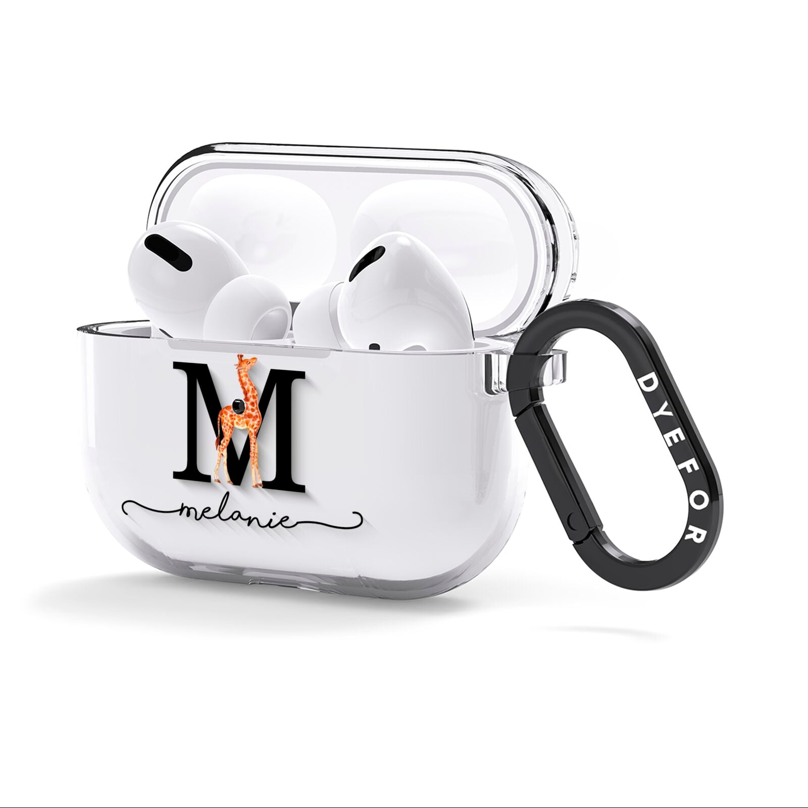 Personalised Giraffe Initial AirPods Clear Case 3rd Gen Side Image