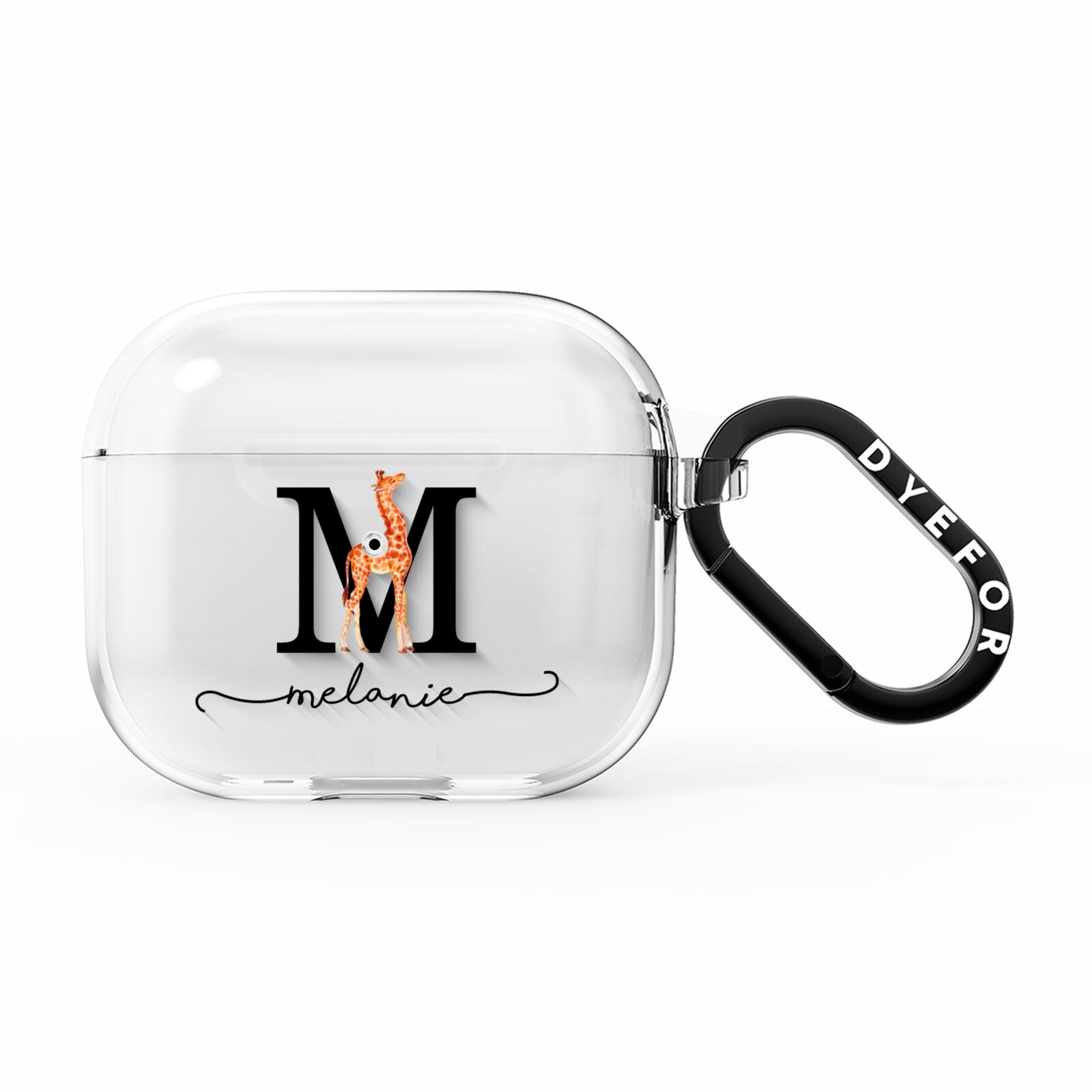 Personalised Giraffe Initial AirPods Clear Case 3rd Gen
