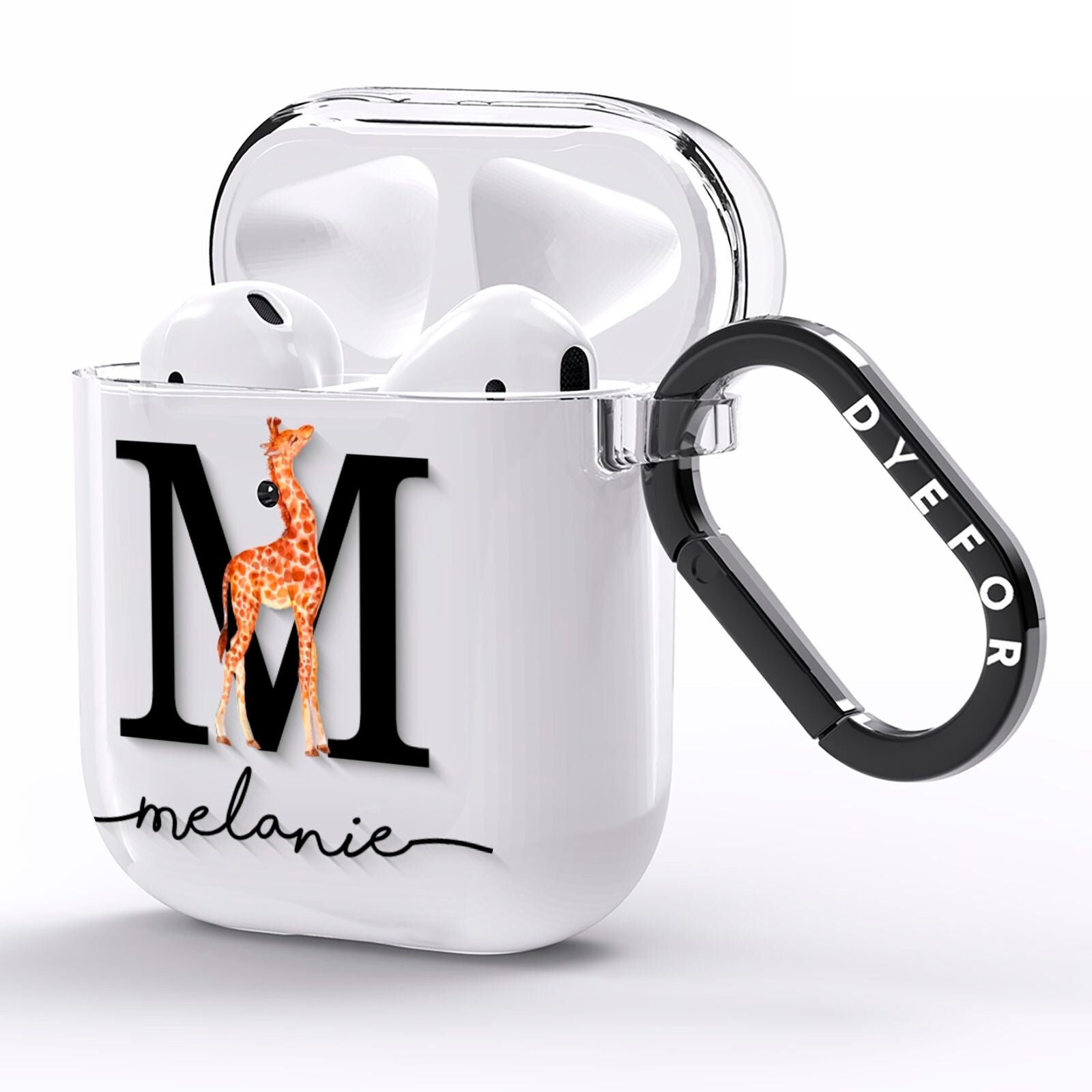 Personalised Giraffe Initial AirPods Clear Case Side Image