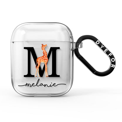 Personalised Giraffe Initial AirPods Clear Case