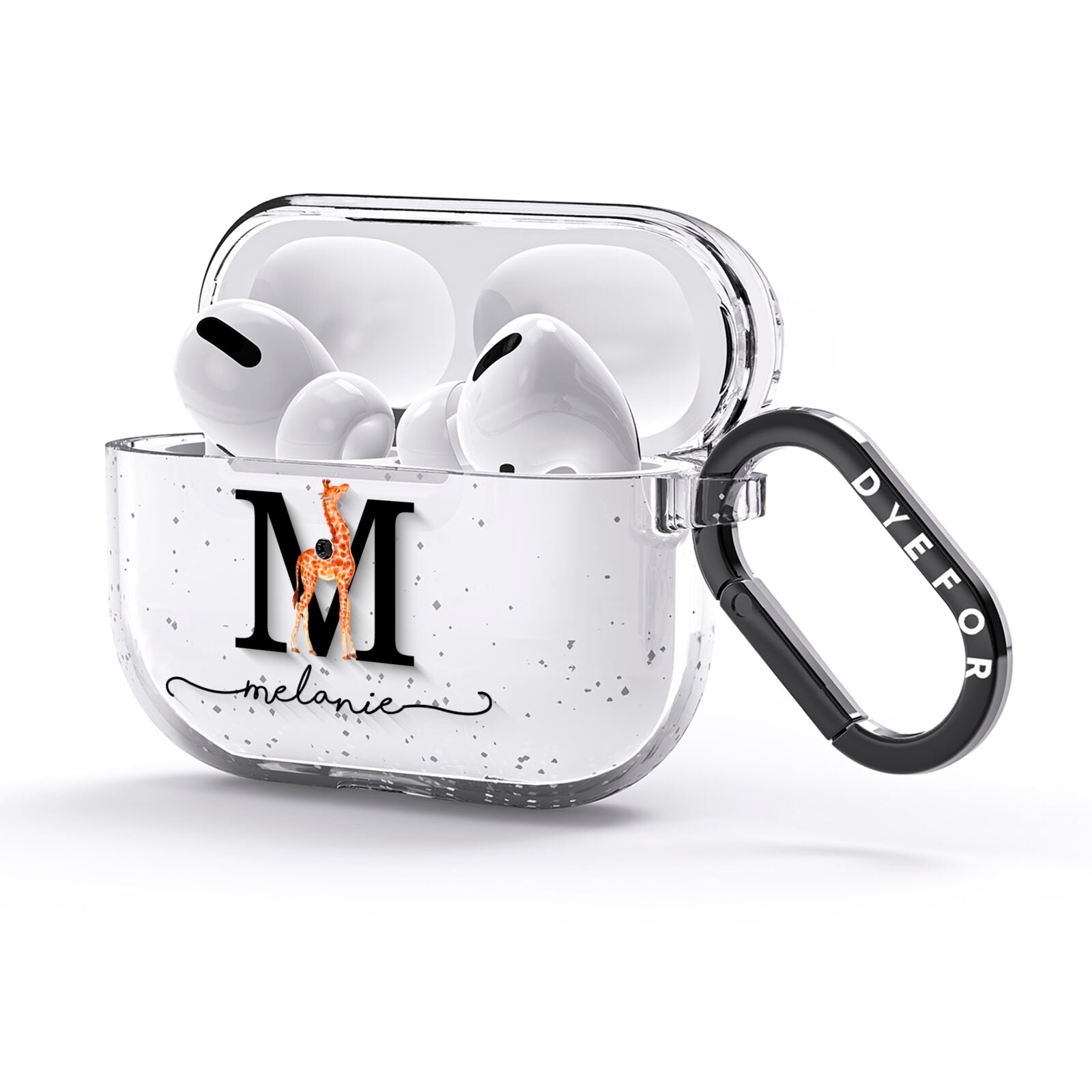 Personalised Giraffe Initial AirPods Glitter Case 3rd Gen Side Image