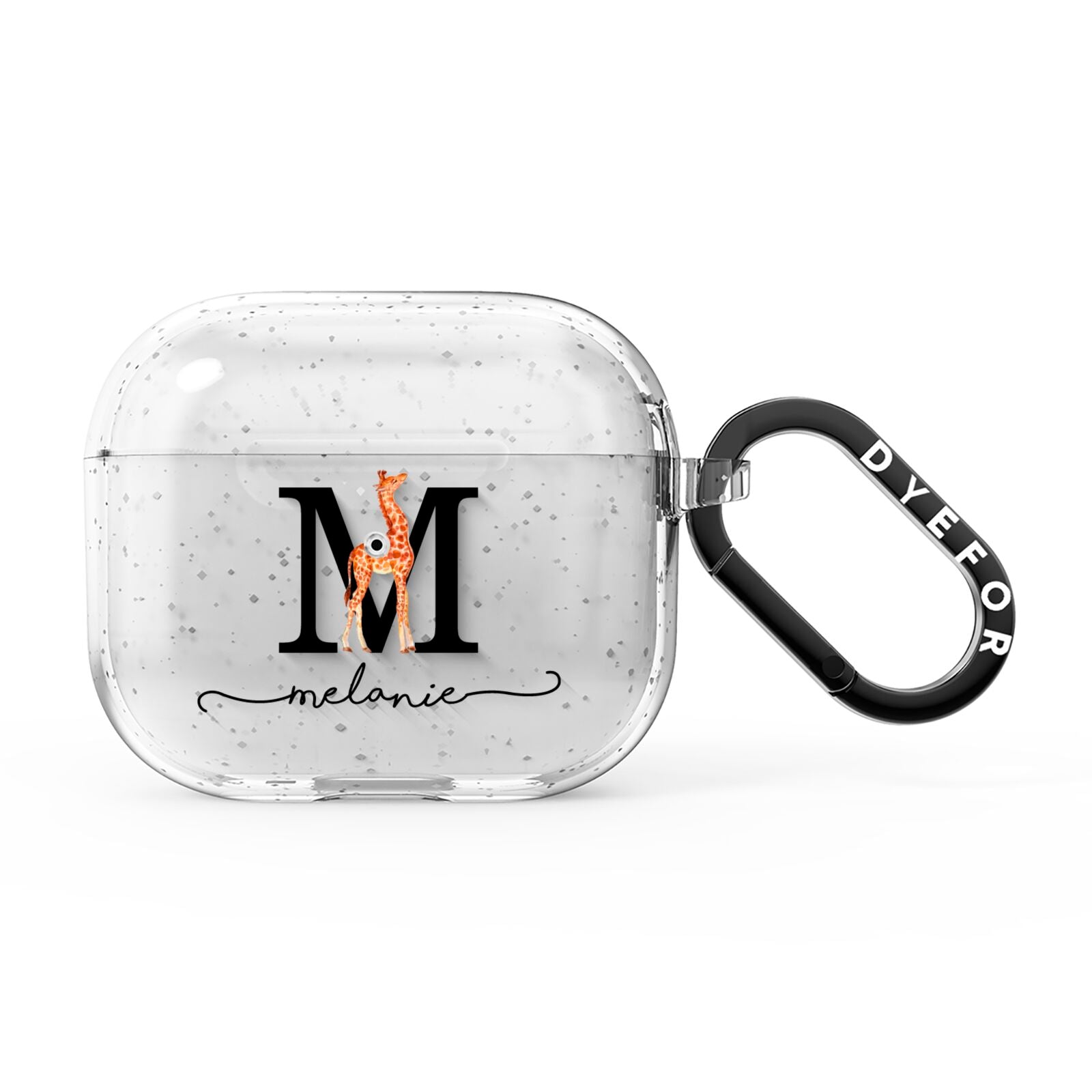 Personalised Giraffe Initial AirPods Glitter Case 3rd Gen