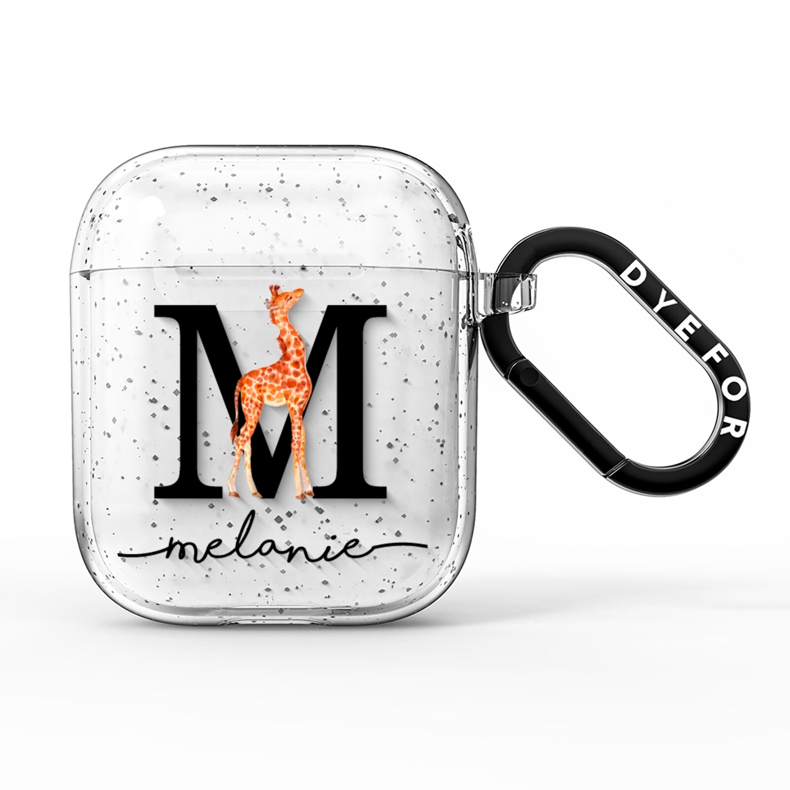 Personalised Giraffe Initial AirPods Glitter Case