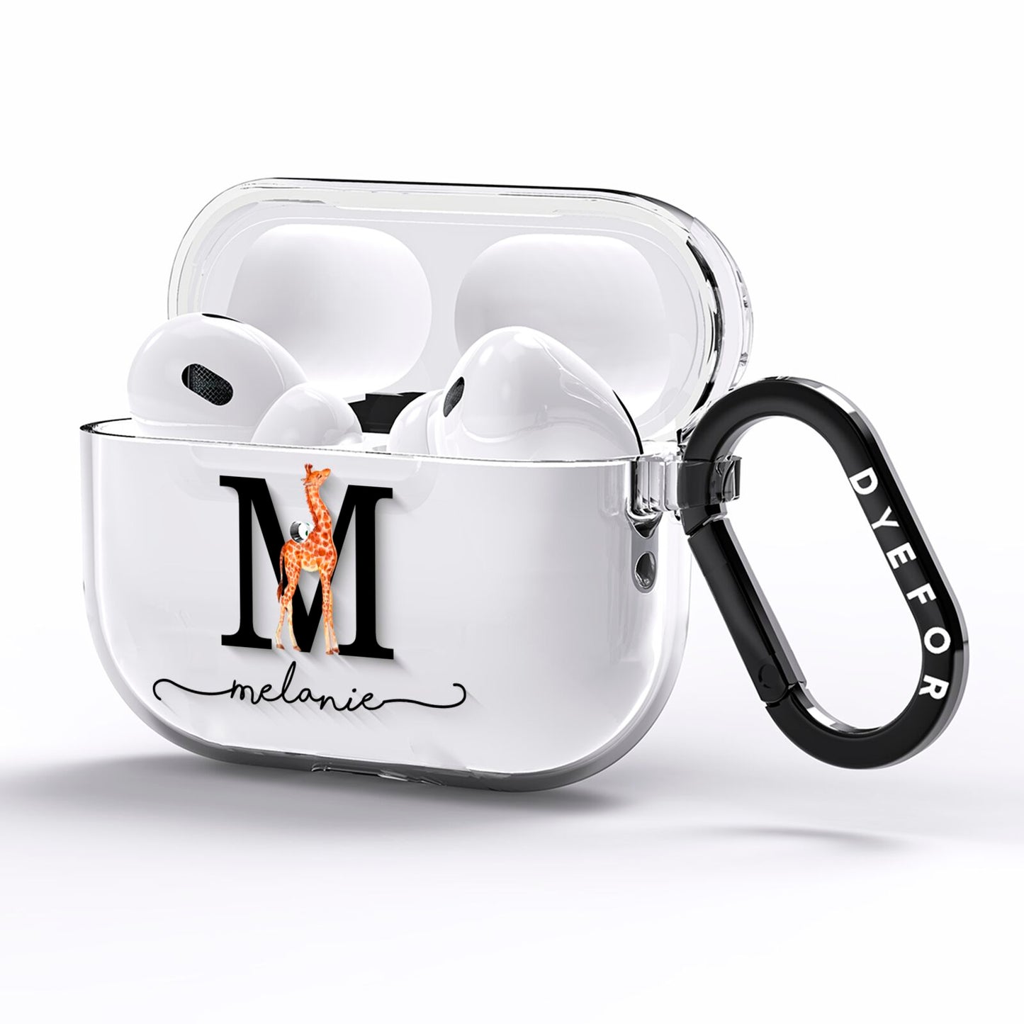 Personalised Giraffe Initial AirPods Pro Clear Case Side Image