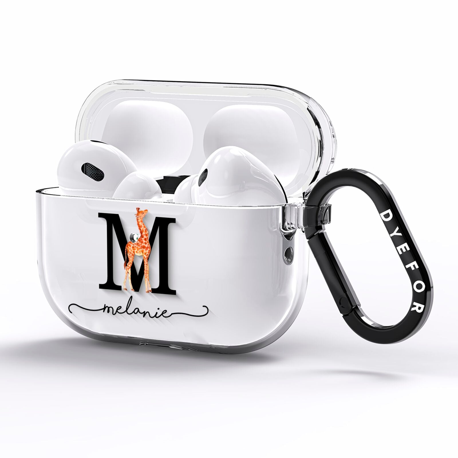 Personalised Giraffe Initial AirPods Pro Clear Case Side Image