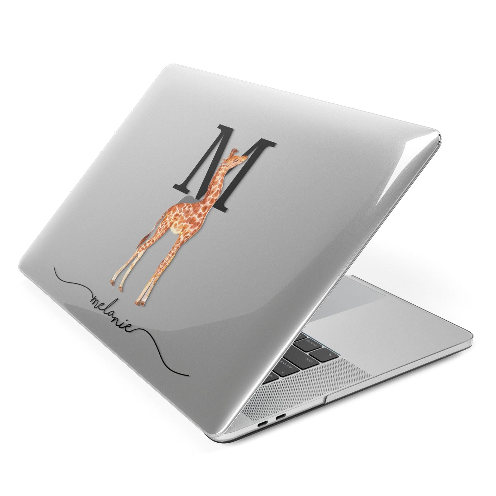 Personalised Giraffe Initial Apple MacBook Case Side View