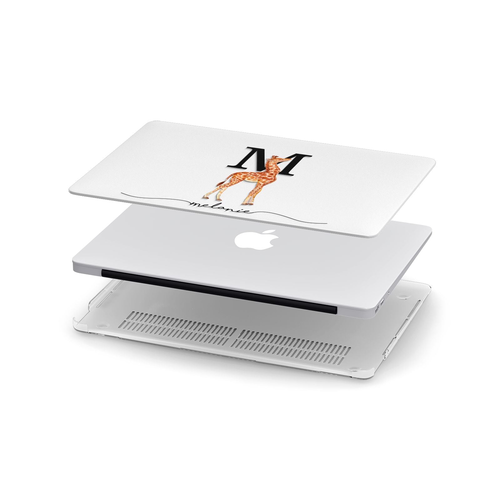 Personalised Giraffe Initial Apple MacBook Case in Detail