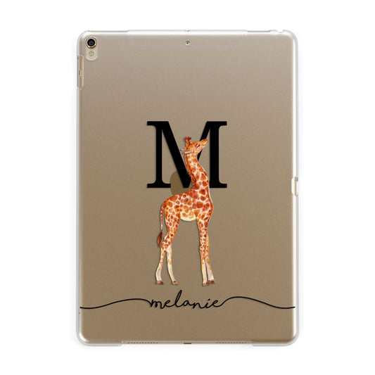 Personalised Giraffe Initial Apple iPad Gold Case