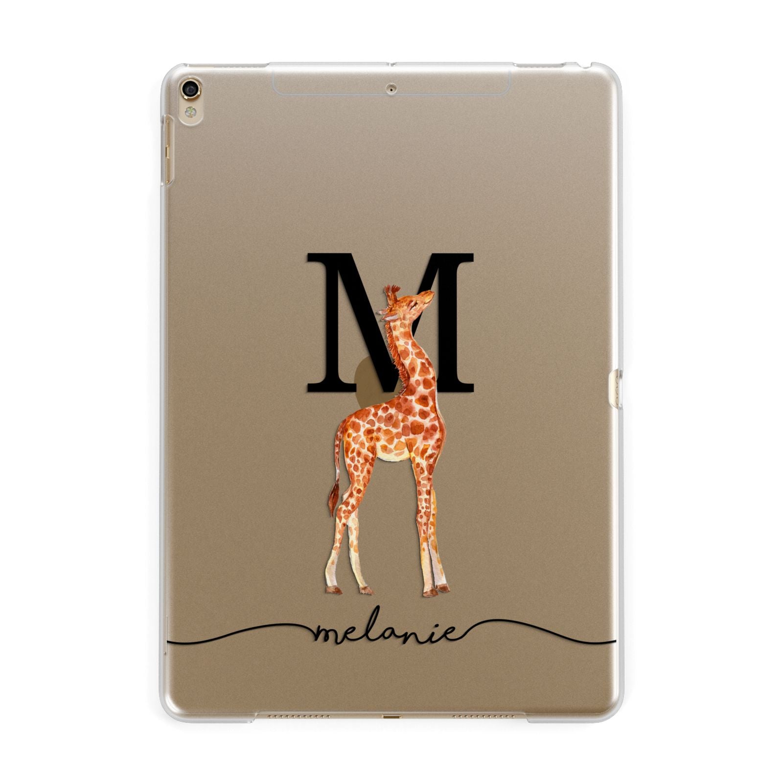 Personalised Giraffe Initial Apple iPad Gold Case