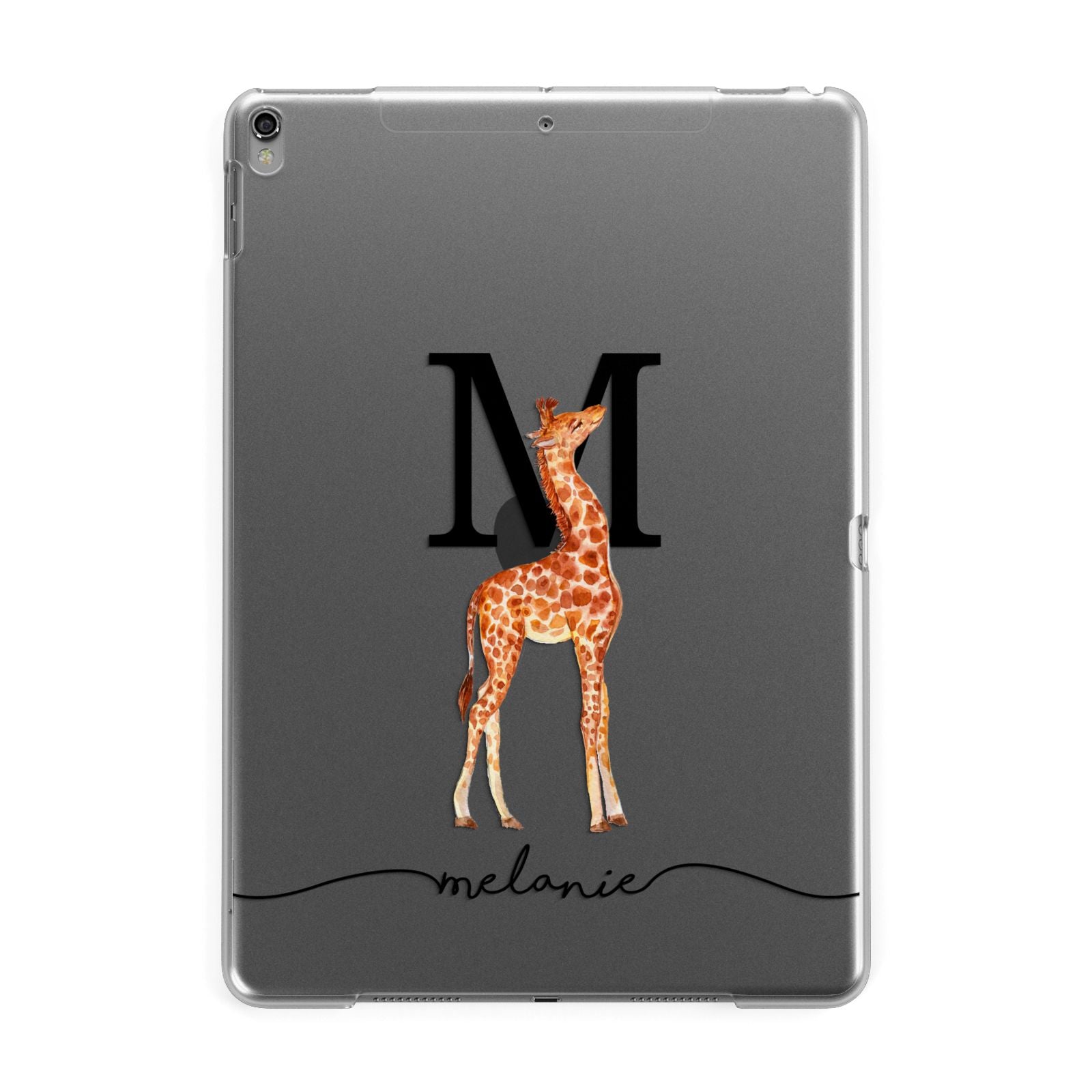 Personalised Giraffe Initial Apple iPad Grey Case