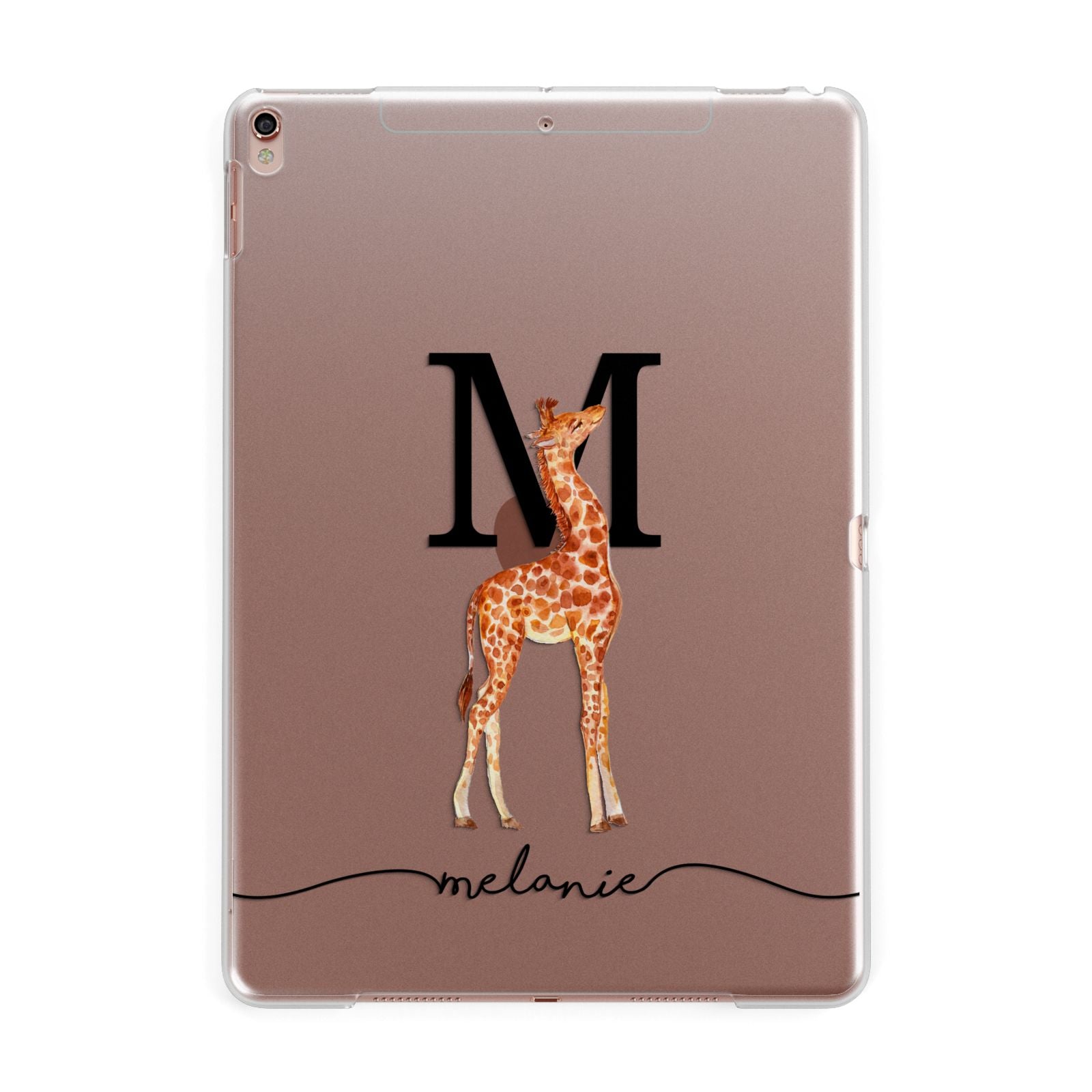 Personalised Giraffe Initial Apple iPad Rose Gold Case