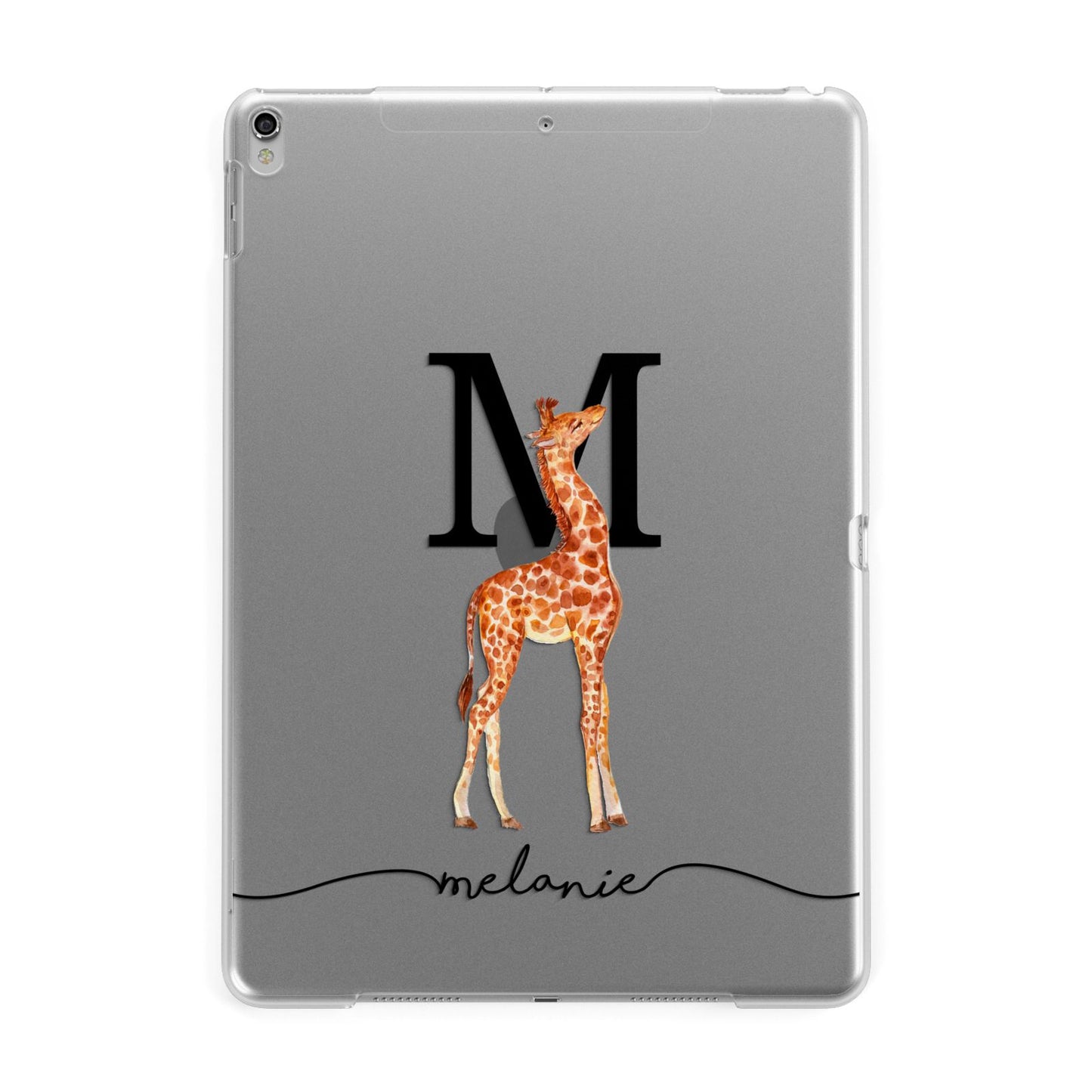 Personalised Giraffe Initial Apple iPad Silver Case
