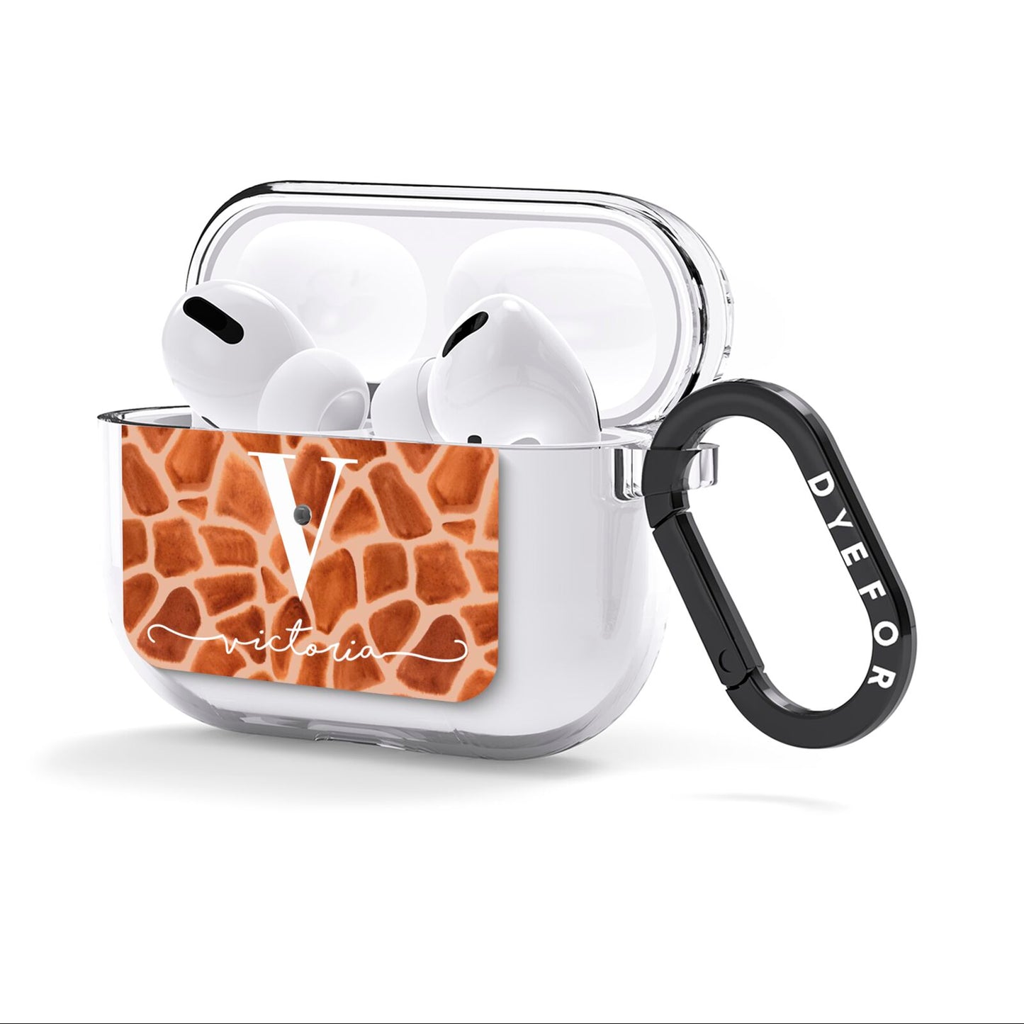 Personalised Giraffe Print AirPods Clear Case 3rd Gen Side Image