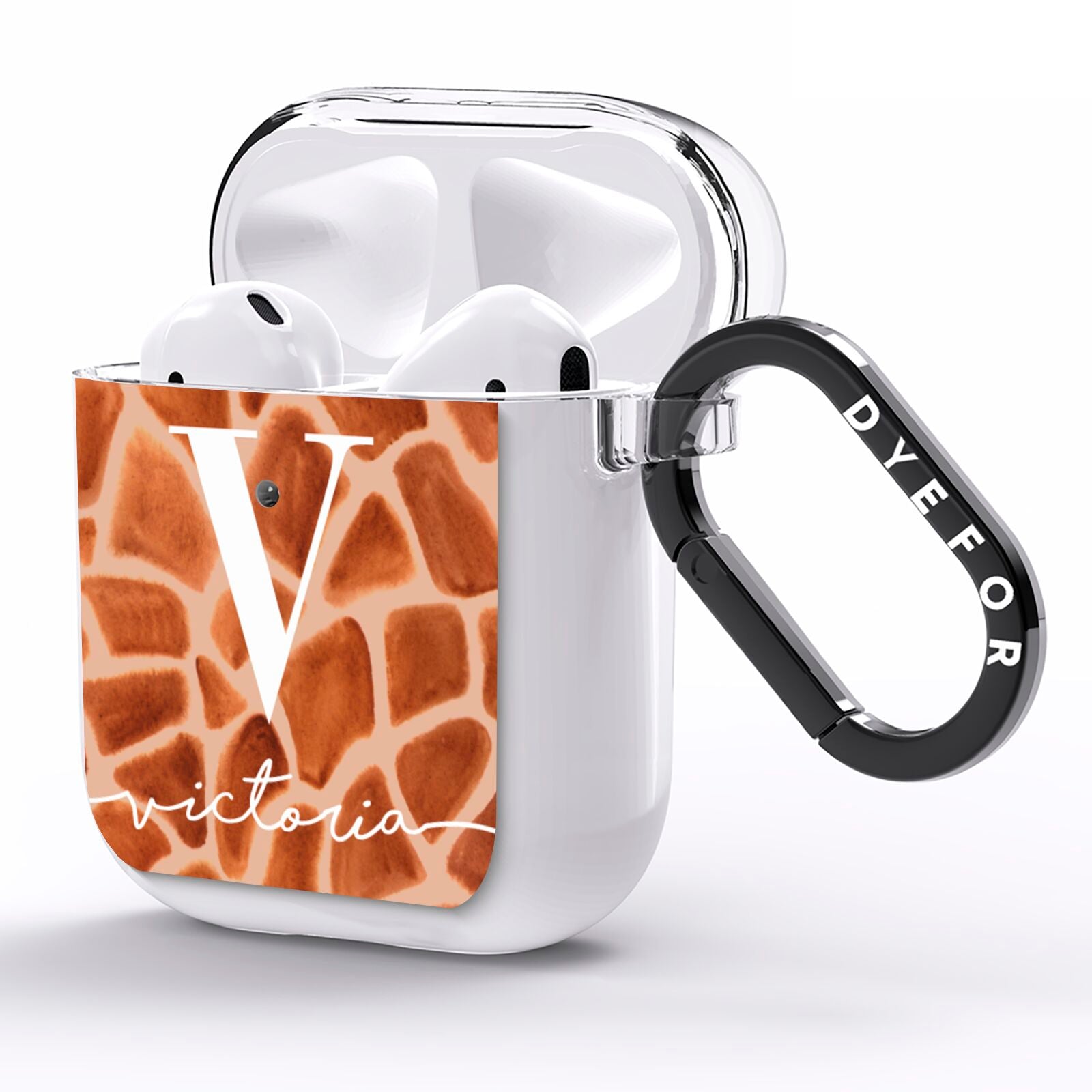 Personalised Giraffe Print AirPods Clear Case Side Image