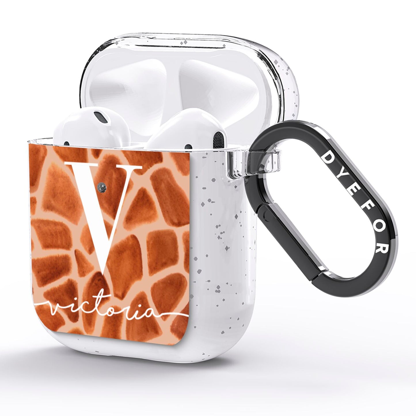 Personalised Giraffe Print AirPods Glitter Case Side Image