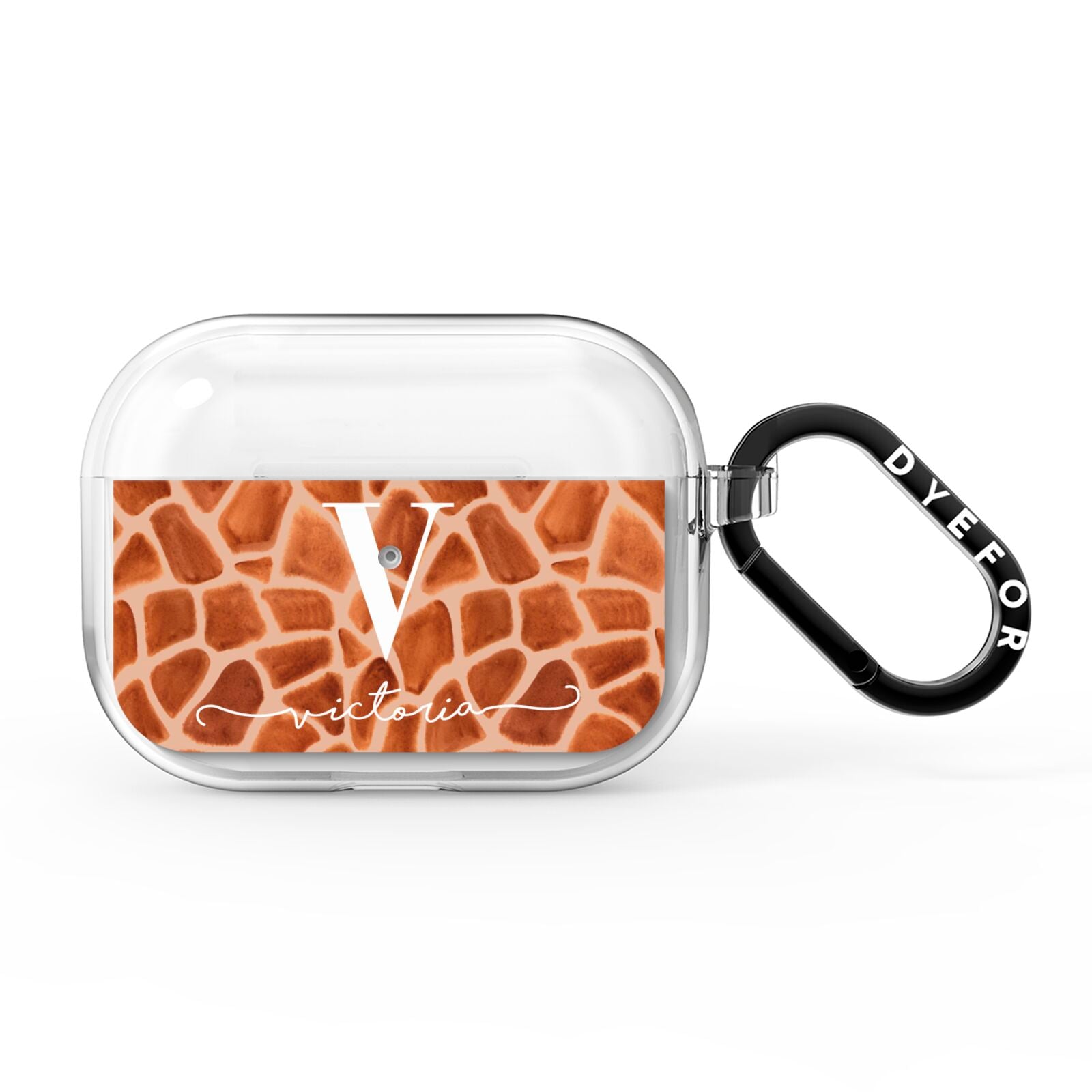 Personalised Giraffe Print AirPods Pro Clear Case