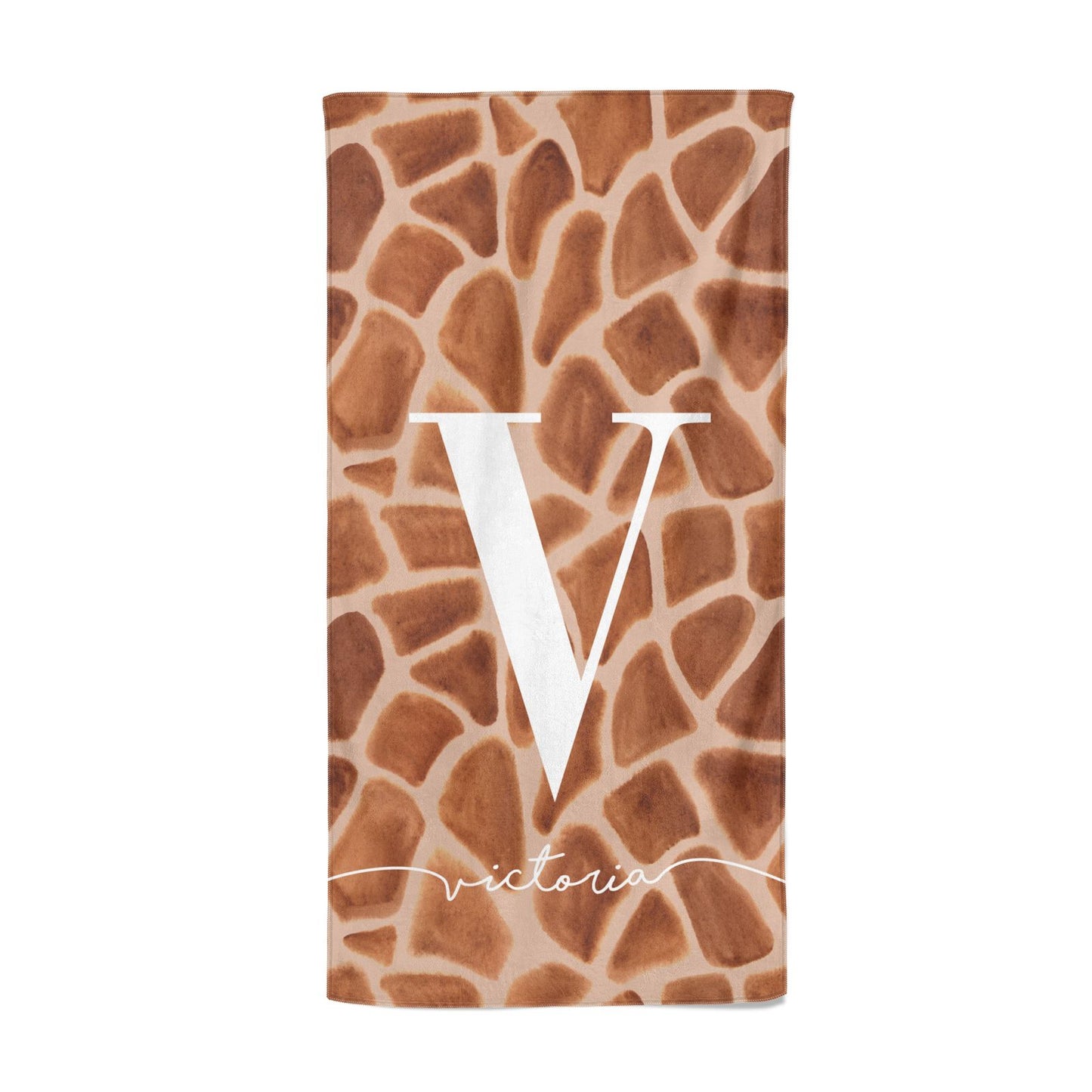 Personalised Giraffe Print Beach Towel