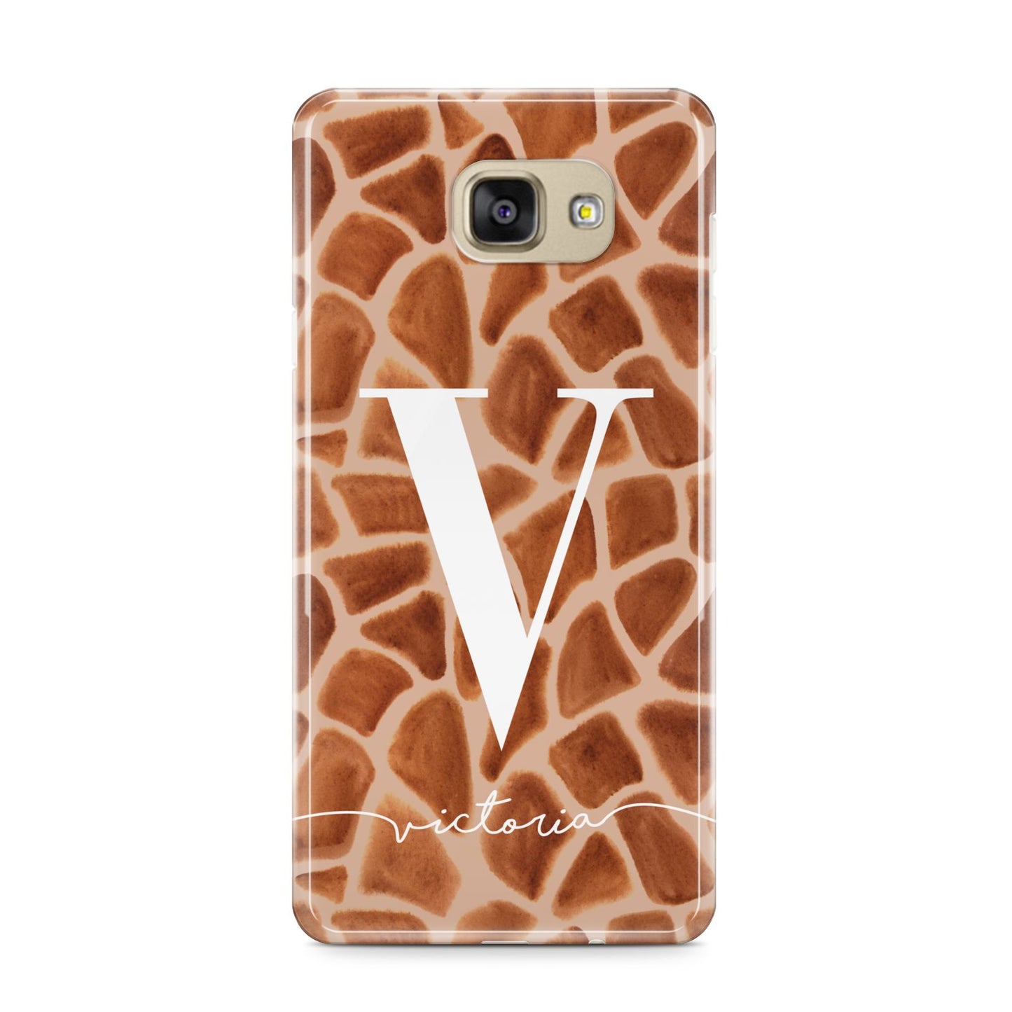 Personalised Giraffe Print Samsung Galaxy A9 2016 Case on gold phone