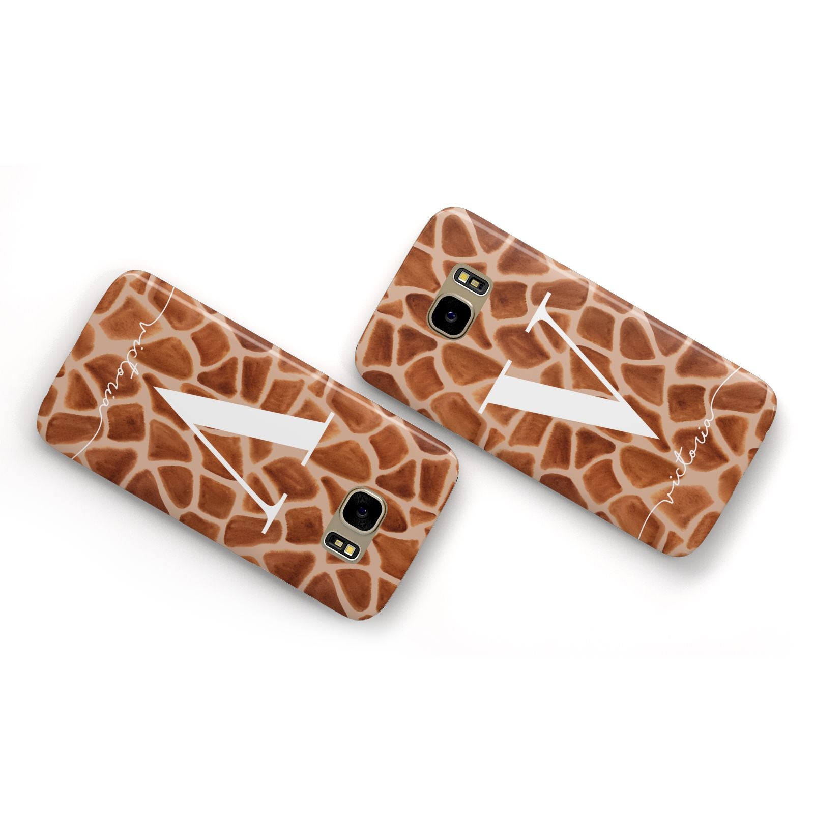 Personalised Giraffe Print Samsung Galaxy Case Flat Overview