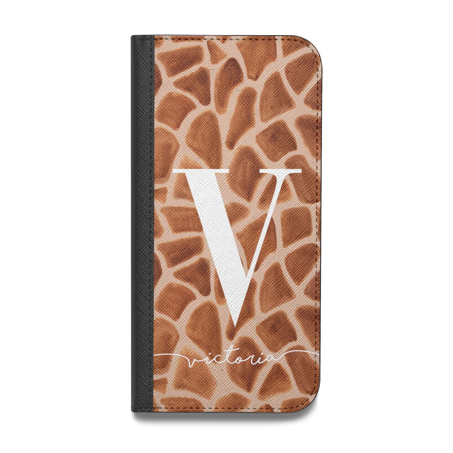 Personalised Giraffe Print Vegan Leather Flip Samsung Case