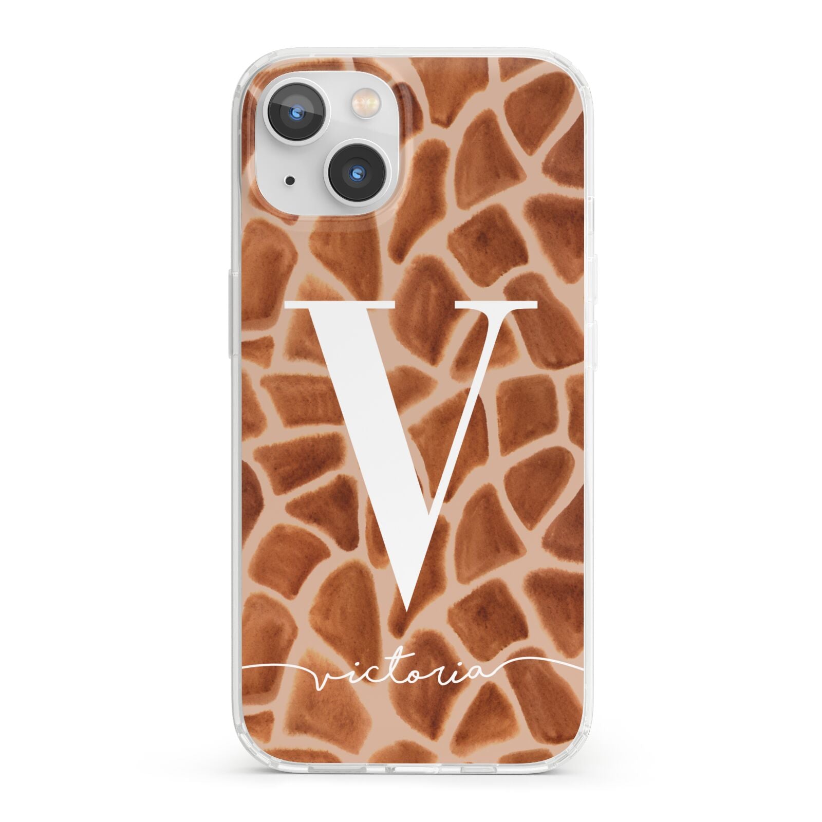 Personalised Giraffe Print iPhone 13 Clear Bumper Case