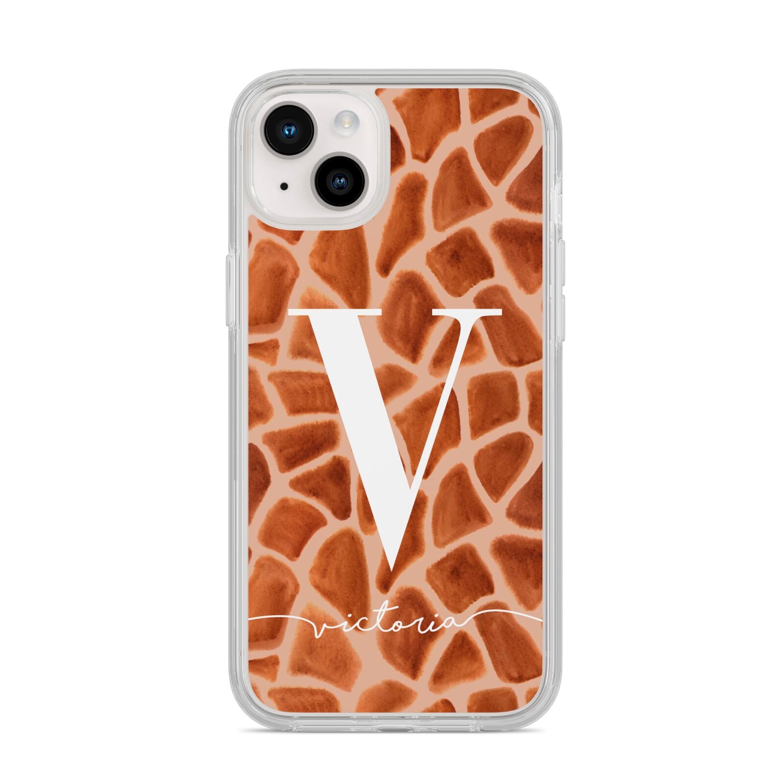 Personalised Giraffe Print iPhone 14 Plus Clear Tough Case Starlight