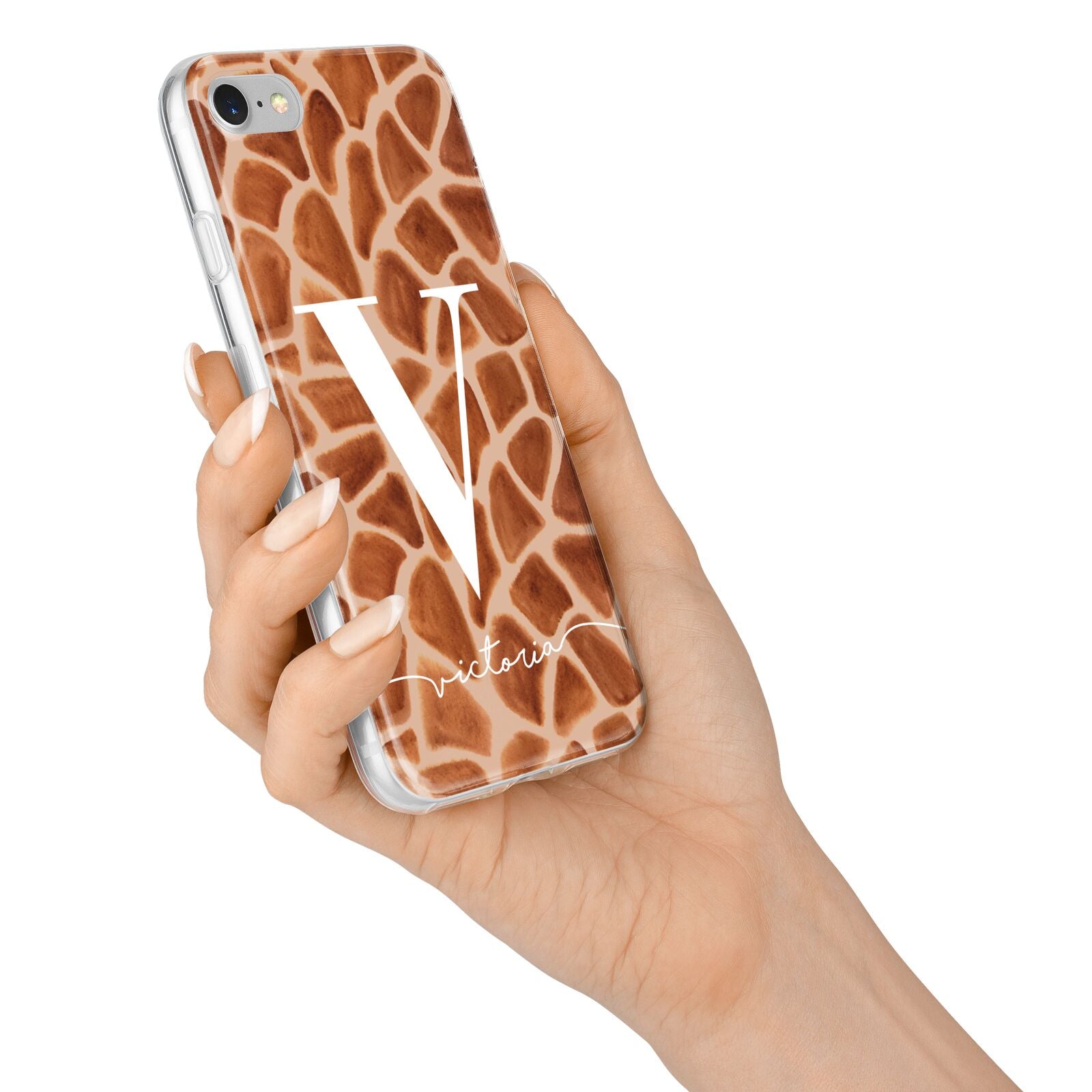 Personalised Giraffe Print iPhone 7 Bumper Case on Silver iPhone Alternative Image