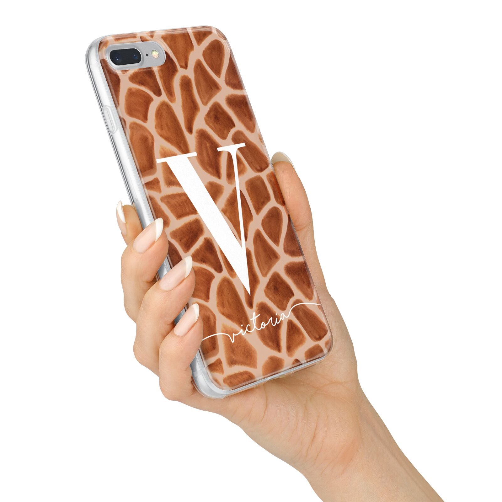Personalised Giraffe Print iPhone 7 Plus Bumper Case on Silver iPhone Alternative Image