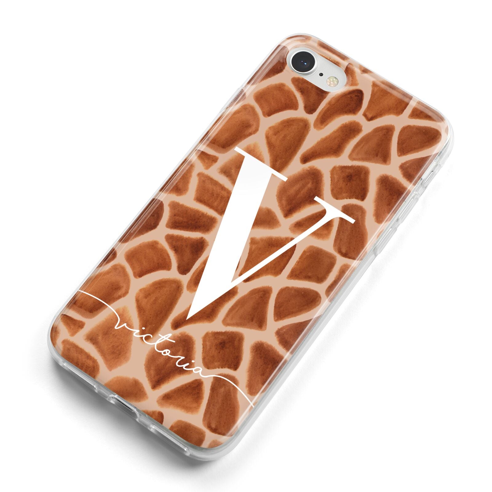 Personalised Giraffe Print iPhone 8 Bumper Case on Silver iPhone Alternative Image
