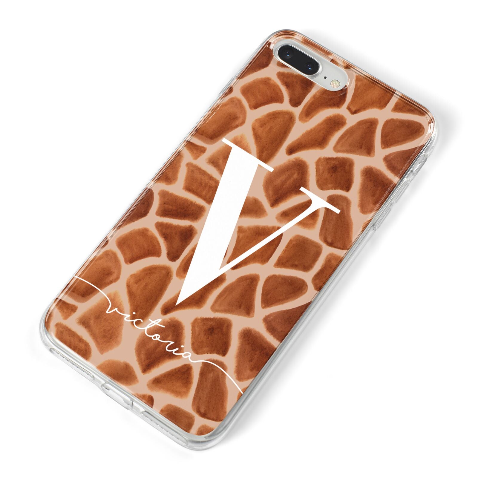 Personalised Giraffe Print iPhone 8 Plus Bumper Case on Silver iPhone Alternative Image