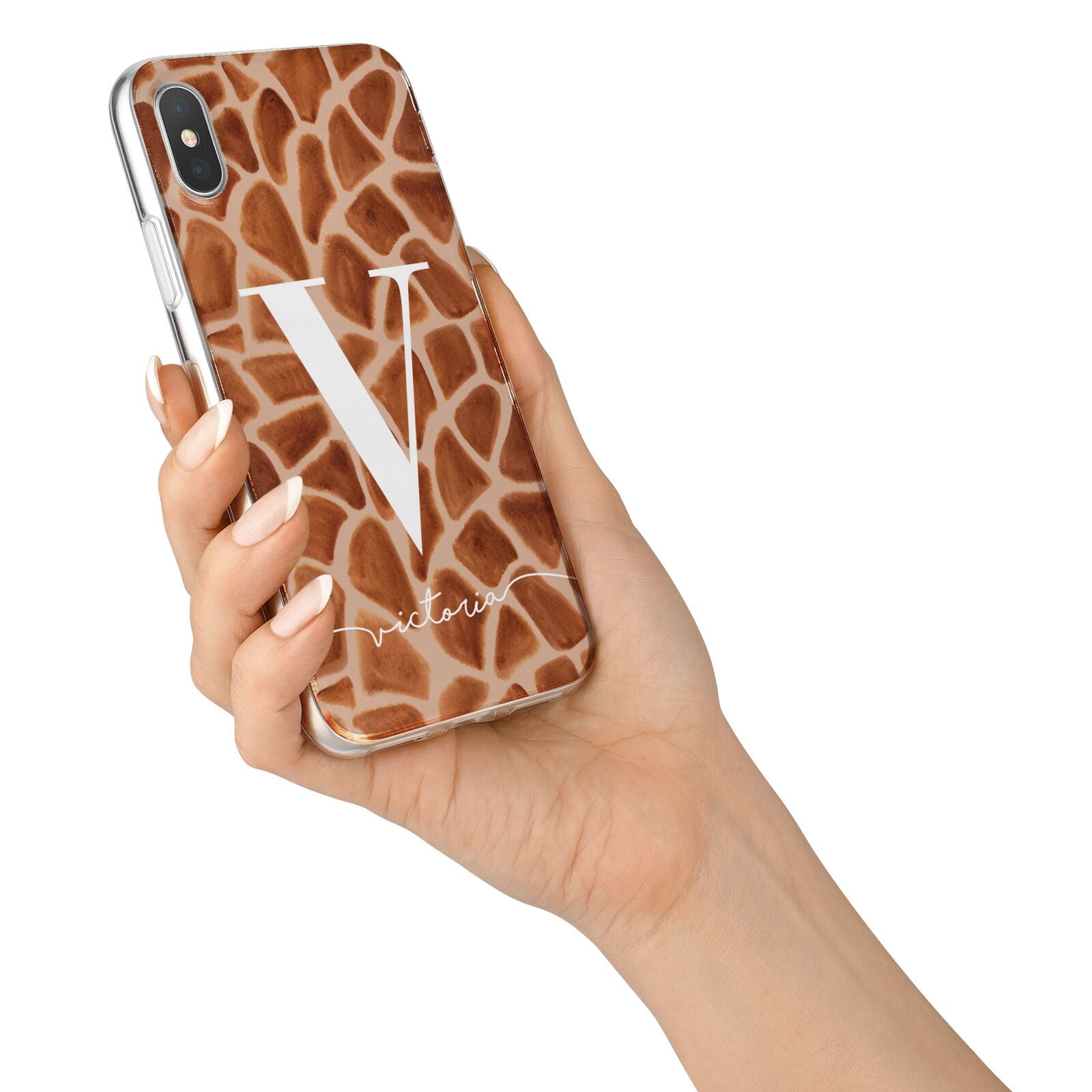 Personalised Giraffe Print iPhone X Bumper Case on Silver iPhone Alternative Image 2