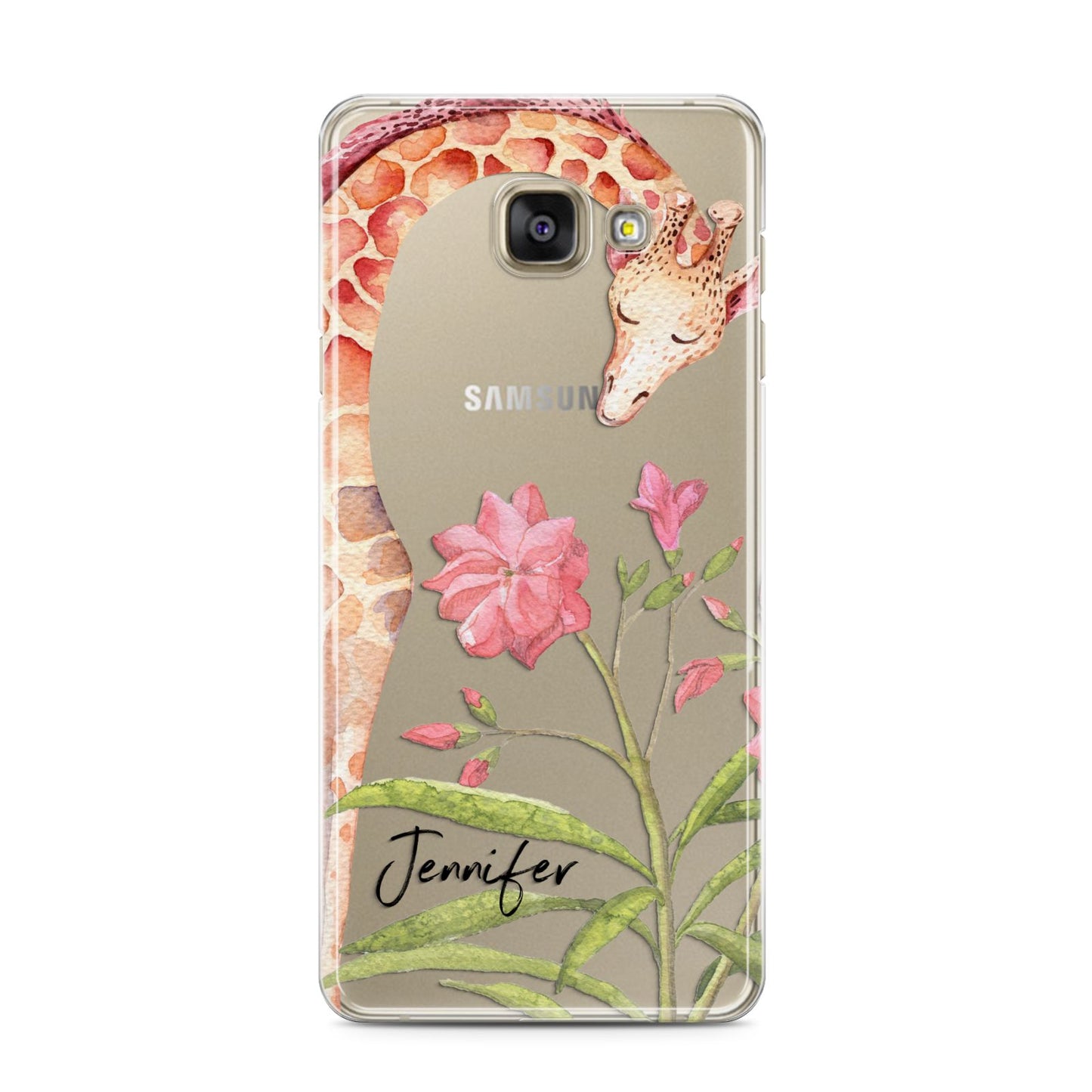 Personalised Giraffe Samsung Galaxy A3 2016 Case on gold phone