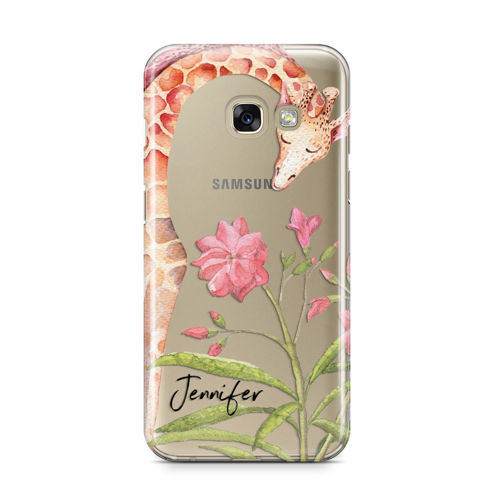 Personalised Giraffe Samsung Galaxy A3 2017 Case on gold phone