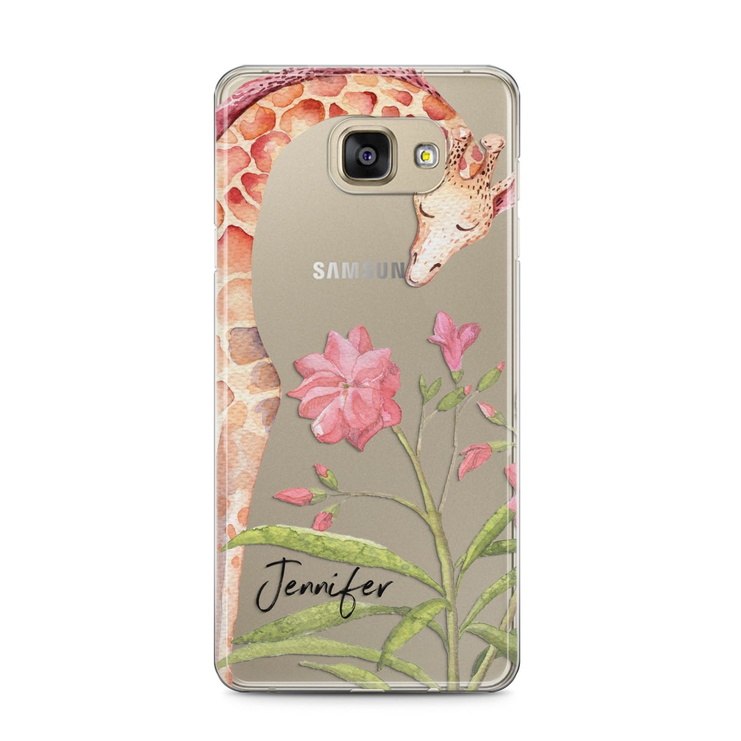 Personalised Giraffe Samsung Galaxy A5 2016 Case on gold phone