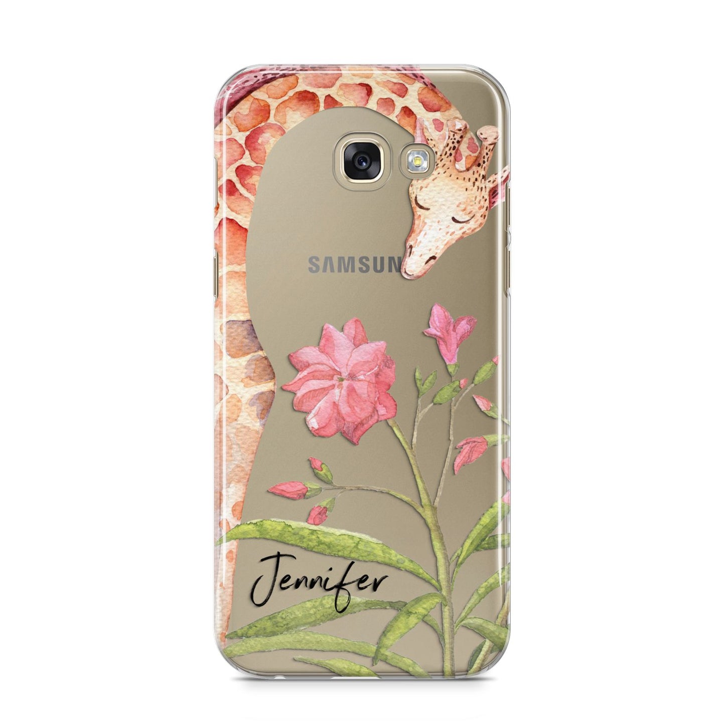 Personalised Giraffe Samsung Galaxy A5 2017 Case on gold phone