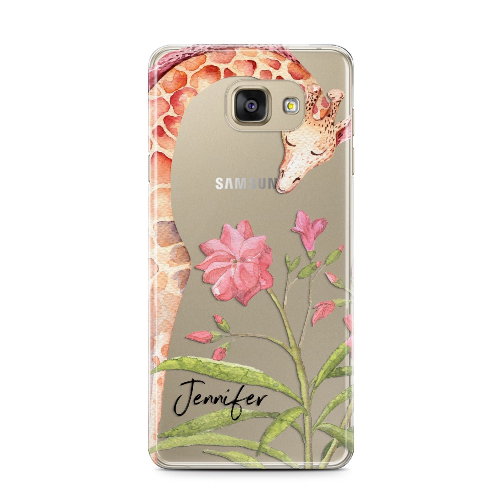 Personalised Giraffe Samsung Galaxy A7 2016 Case on gold phone