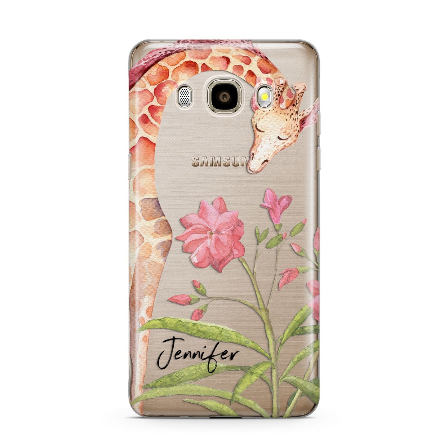 Personalised Giraffe Samsung Galaxy J7 2016 Case on gold phone
