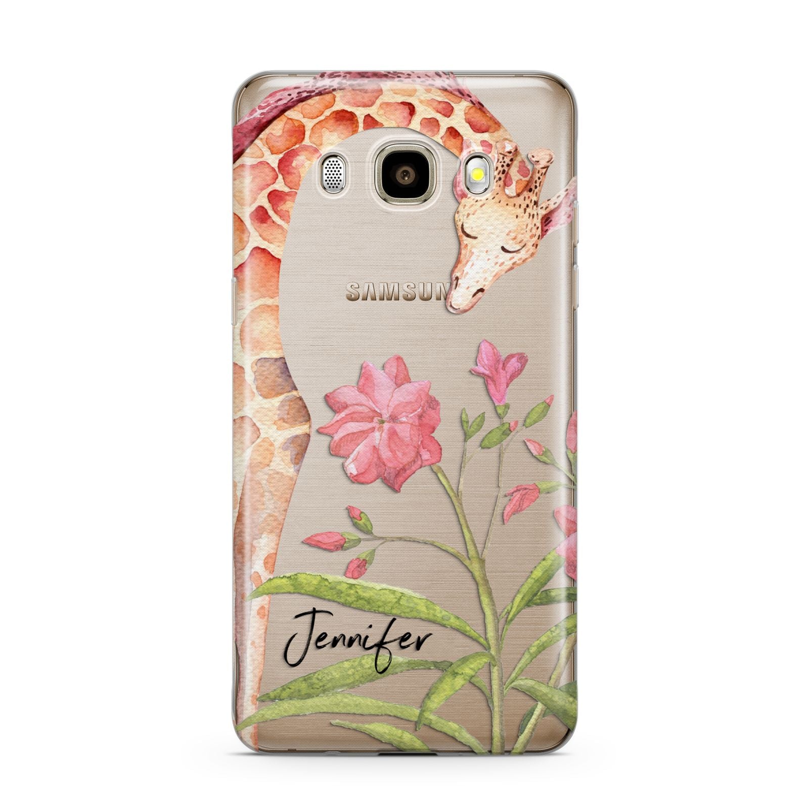 Personalised Giraffe Samsung Galaxy J7 2016 Case on gold phone