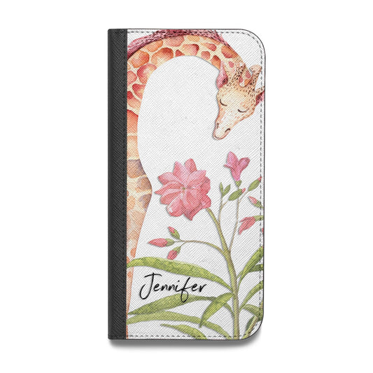 Personalised Giraffe Vegan Leather Flip Samsung Case