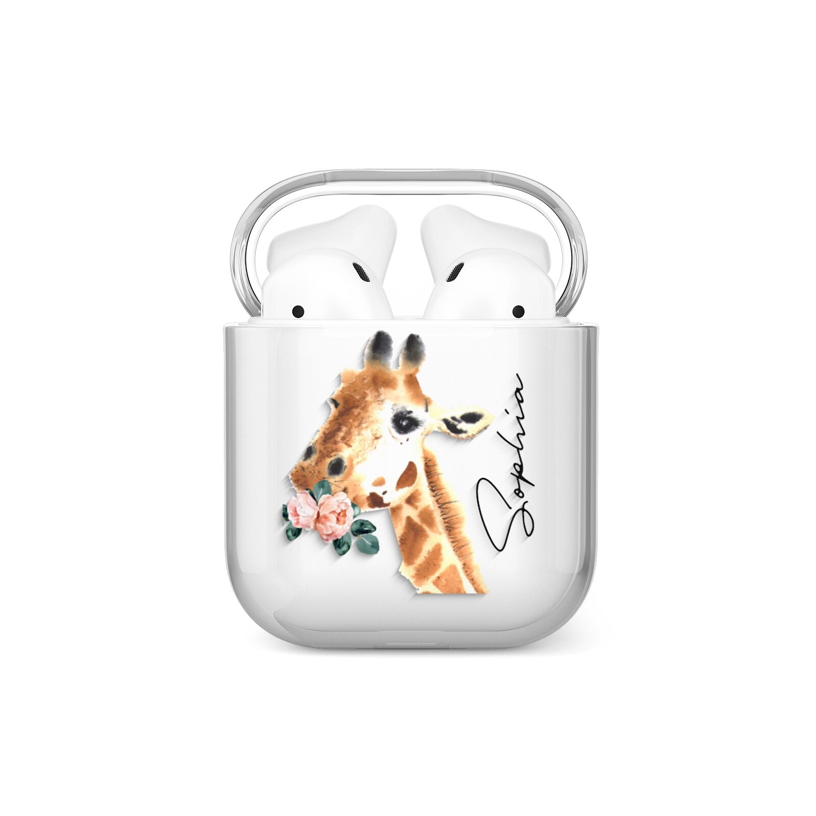 Personalised Giraffe Watercolour AirPods Case