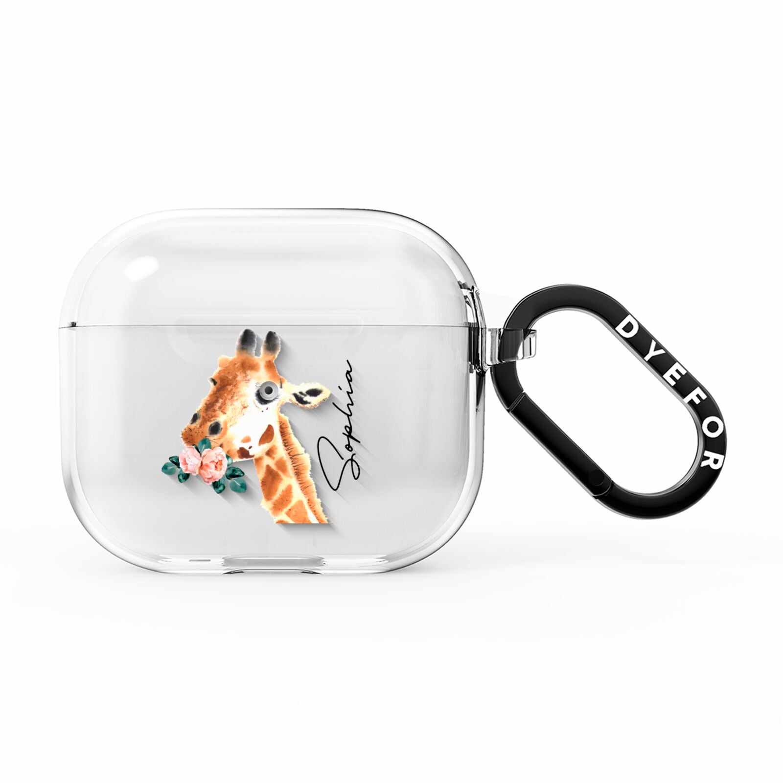 Personalised Giraffe Watercolour AirPods Clear Case 3rd Gen