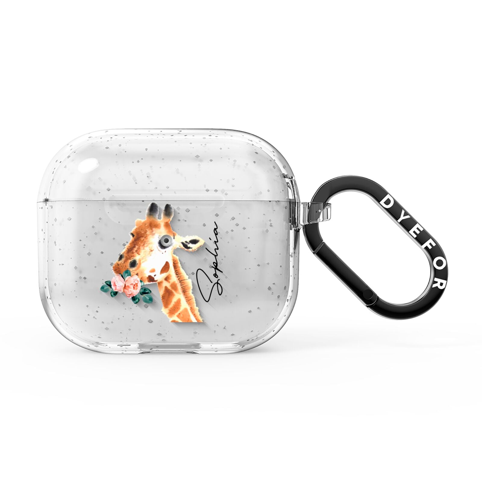 Personalised Giraffe Watercolour AirPods Glitter Case 3rd Gen