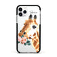 Personalised Giraffe Watercolour Apple iPhone 11 Pro in Silver with Black Impact Case