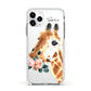Personalised Giraffe Watercolour Apple iPhone 11 Pro in Silver with White Impact Case